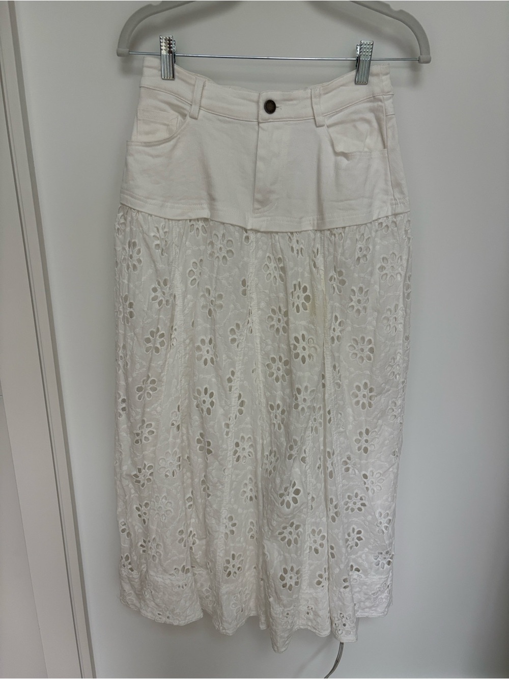 Anthropologie En Saison Adina Eyelet Maxi Skirt